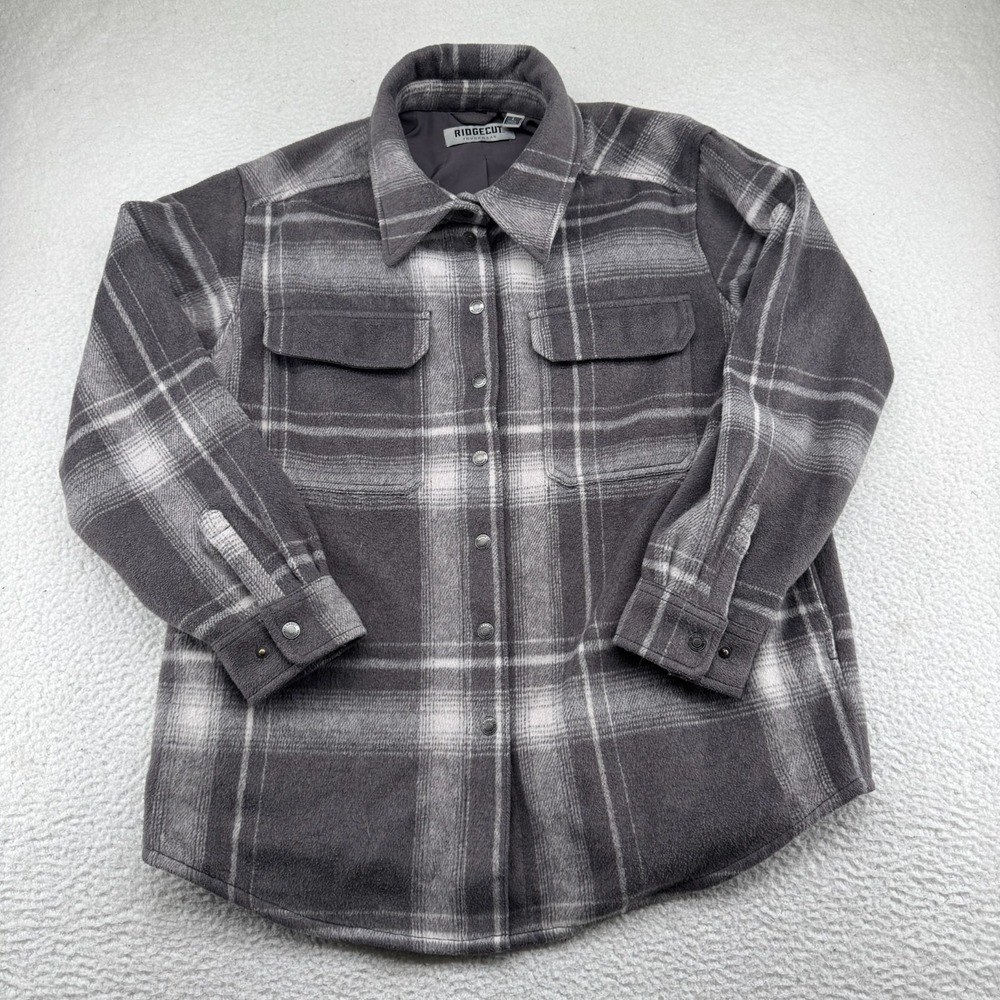Ridgecut Wool Blend Shacket Mens Large Gray Heavyweight Flannel Jacket Workwear